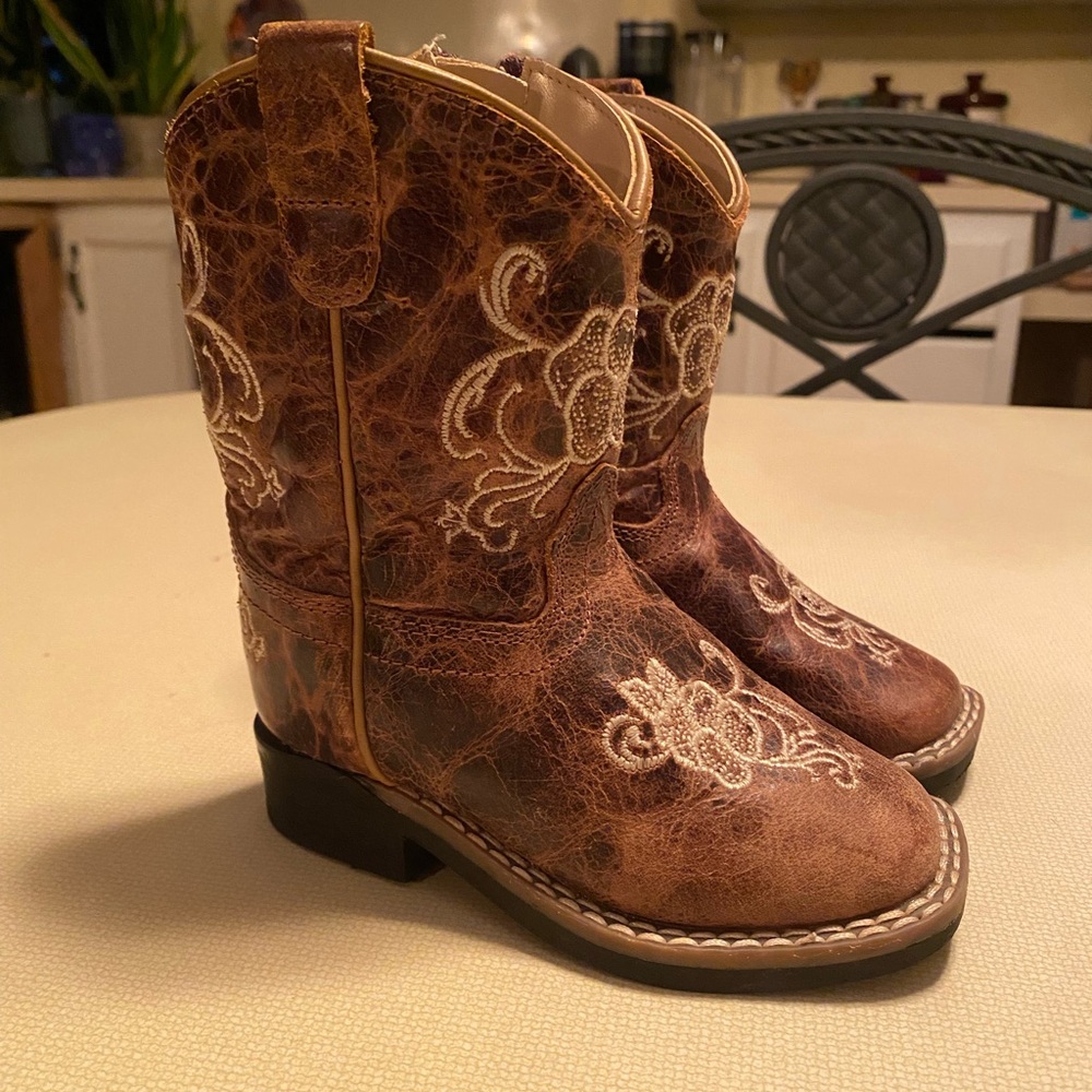 Brown Embroidered Cowboy Boots Shyanne Little Bitty Lasy Western Boot